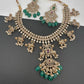 Polki Victorian green Beads Short Necklace