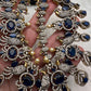 AD Peacock Color Stone Long Necklace in Mehendi Polish - Blue