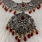 Victorian Color Stone Moissnite  Necklace - Red