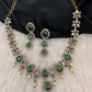 Victorian CZ Dainty Color Stone Necklace - Green