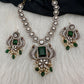 Victorian CZ Dainty Color Stone Necklace - Green