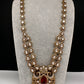 Victorian CZ Double Layer Color Stone Long  Necklace - Red