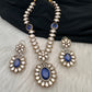 VictorianMoissanite Doublet Color Stone Short Necklace - Blue