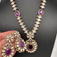 VictorianMoissanite Doublet Color Stone Short Necklace - Purple