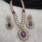 VictorianMoissanite Doublet Color Stone Short Necklace - Purple