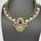 Victorian Moissanite Green Short Necklace with Real Emerald Beads