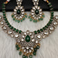 Victorian Moissanite Green Short Necklace with Real Emerald Beads