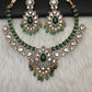 Victorian Moissanite Green Short Necklace with Real Emerald Beads