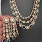 Blue Sapphire Victorian Moissanite Multi Layer Necklace