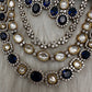 Blue Sapphire Victorian Moissanite Multi Layer Necklace