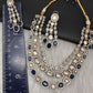 Blue Sapphire Victorian Moissanite Multi Layer Necklace