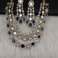 Blue Sapphire Victorian Moissanite Multi Layer Necklace