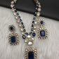 Victorian Moissanite Doublet Color Stone Short Necklace - Blue