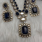 Victorian Moissanite Doublet Color Stone Short Necklace - Blue