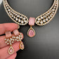 Victorian Moissanite Doublet Color Stone Short Necklace - Pink