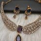 Victorian Moissanite Doublet Color Stone Short Necklace - Purple