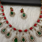 Victorian Coral Emerald Dainty Necklace