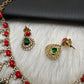 Victorian Coral Emerald Dainty Necklace