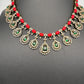 Victorian Coral Emerald Dainty Necklace