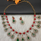 Victorian Coral Emerald Dainty Necklace