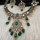 Victorian Moissanite Neckline Color Stone Necklace - Green