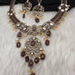 Victorian Moissanite Neckline Color Stone Necklace - Purple