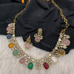 Multi Color Carved Stones  Neckline Necklace