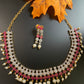 AD Red Stone Neck Line Short Necklace