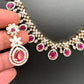 AD Ruby Red Stone Short Necklace