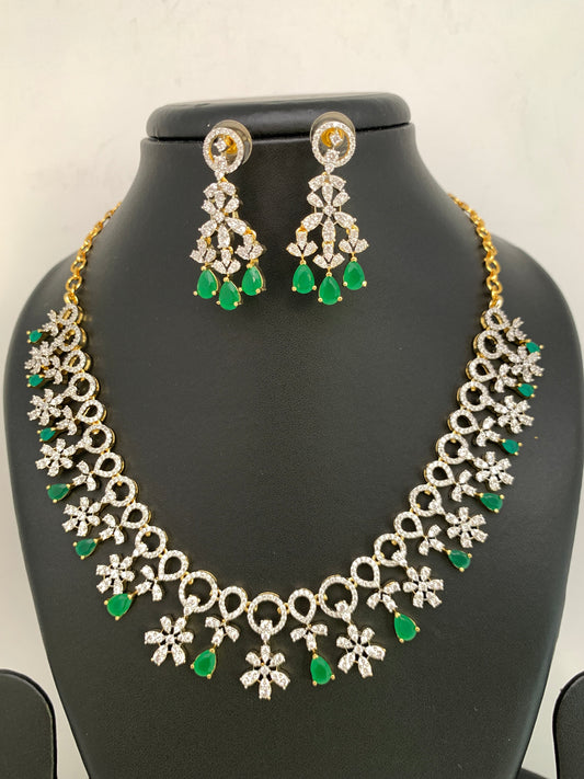 AD Emerald Green Stone Short Necklace