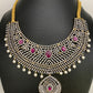 AD Ruby Red Stone Short Necklace