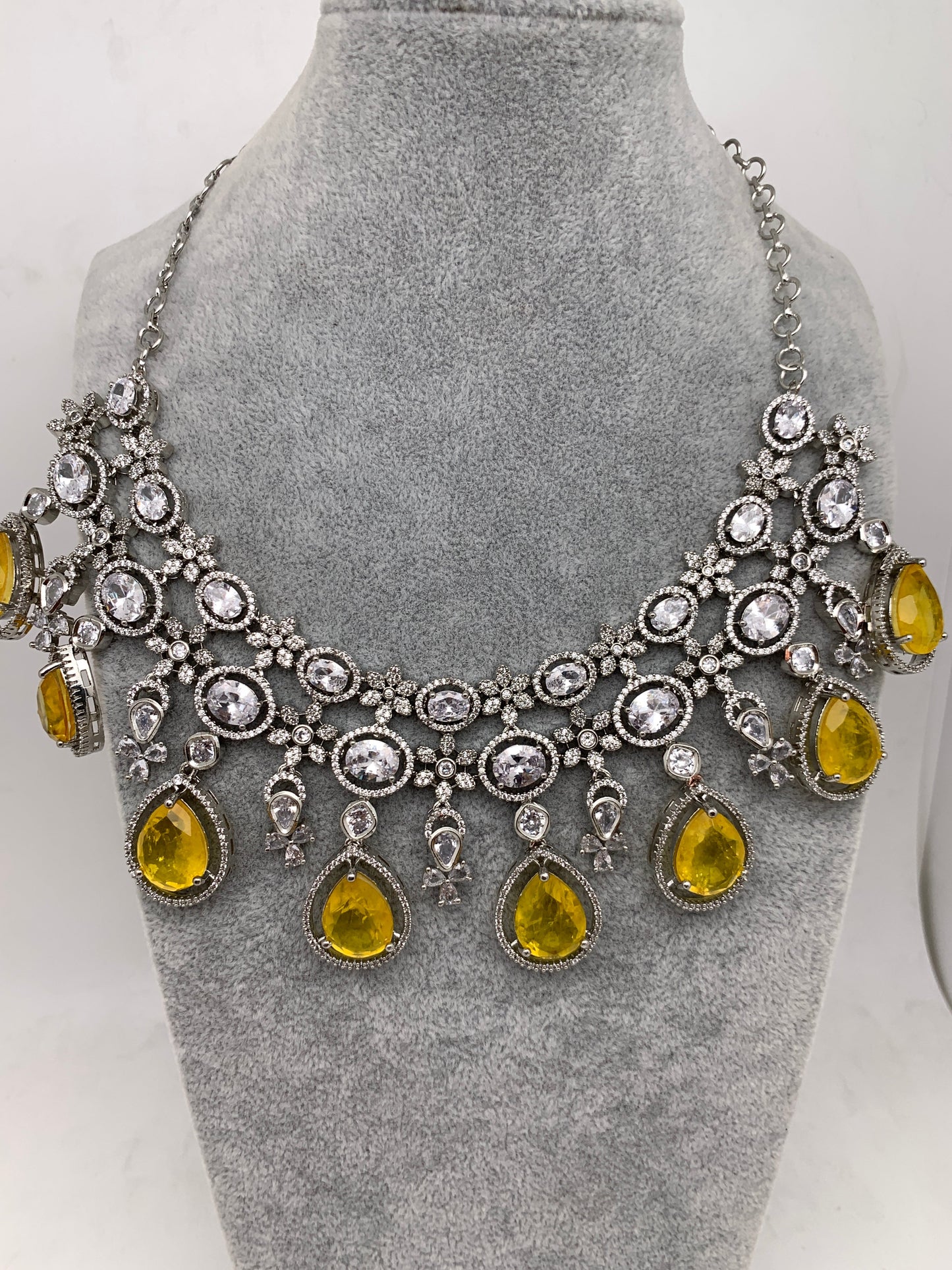 AD Yellow Doublet Stone Neckline Necklace