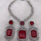 Doublet Stone Short Necklace - Red