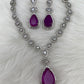 Doublet Stone Short Necklace - Purple