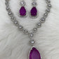 Doublet Stone Short Necklace - Purple