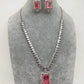 Doublet Stone Short Necklace - Pink