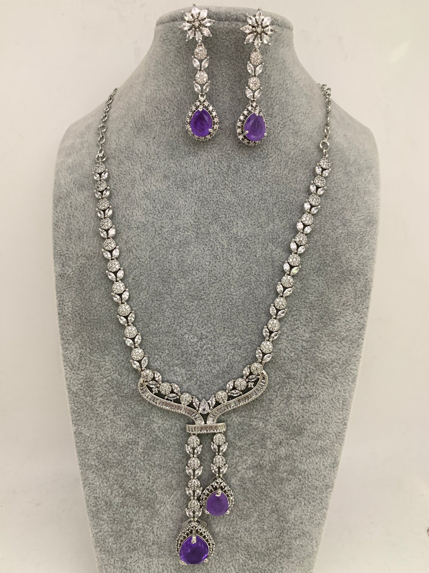 Doublet Stone Short Necklace - Purple