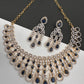 AD Color Stone Neckline Short Necklace - Blue