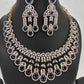 AD Color Stone Neckline Short Necklace - Blue