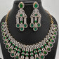 AD Color Stone Neckline Short Necklace - Green