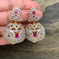 AD white and Red stone Jhumkas