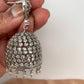 AD Big Jhumka in Silver Polish