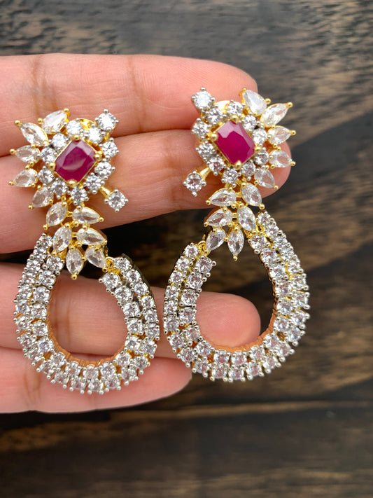 AD and Pink Stone Earrings