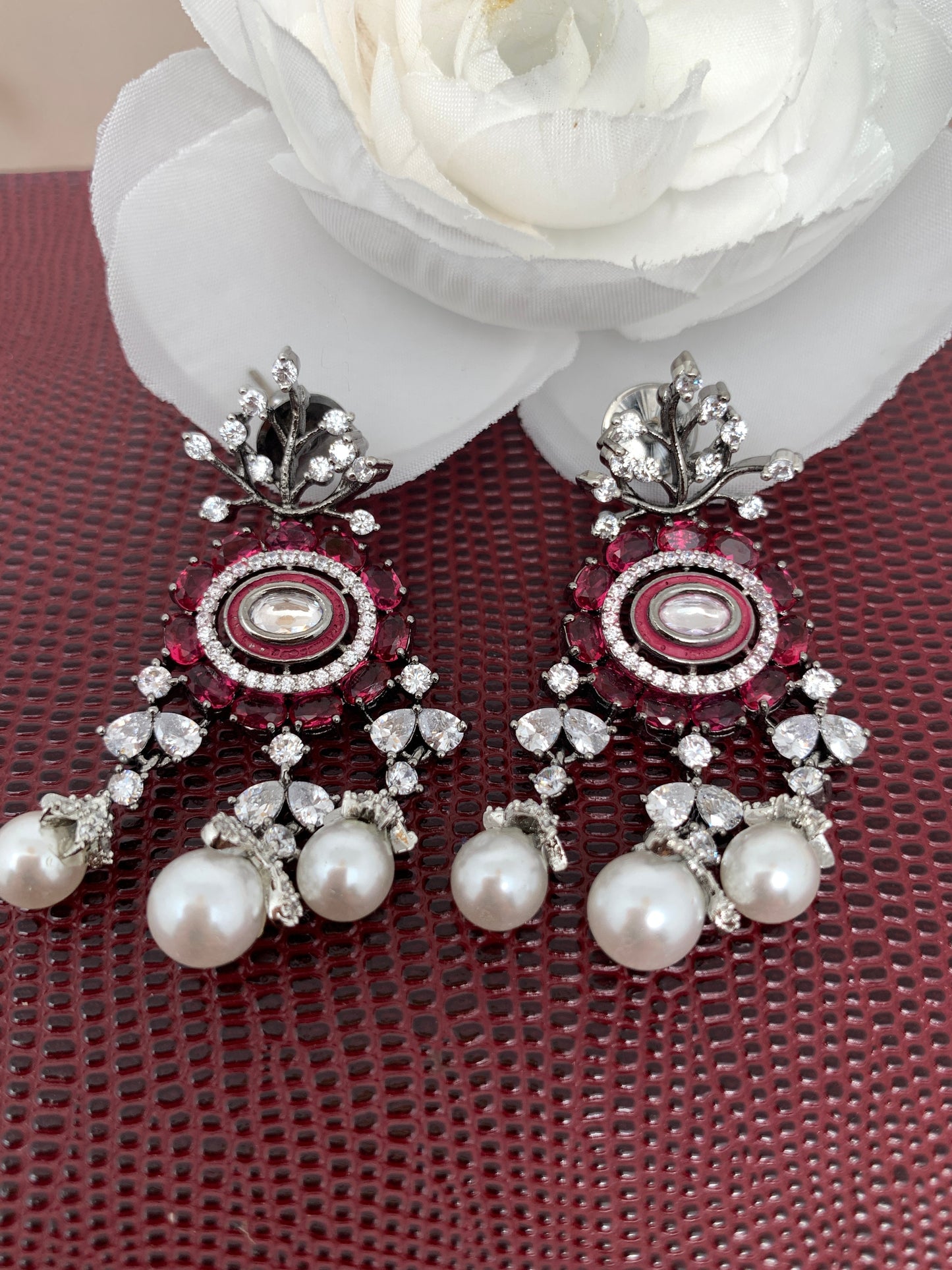 AD Red Stone victorian polish Earrings