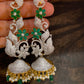 AD Green Stone Floral Jhumki Earrings