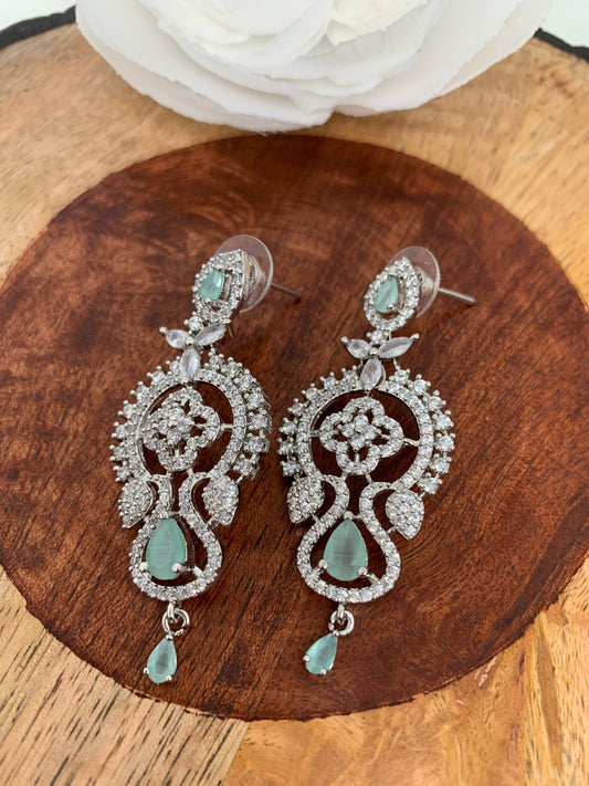 Simple AD Mint Green Silver Polish Earrings