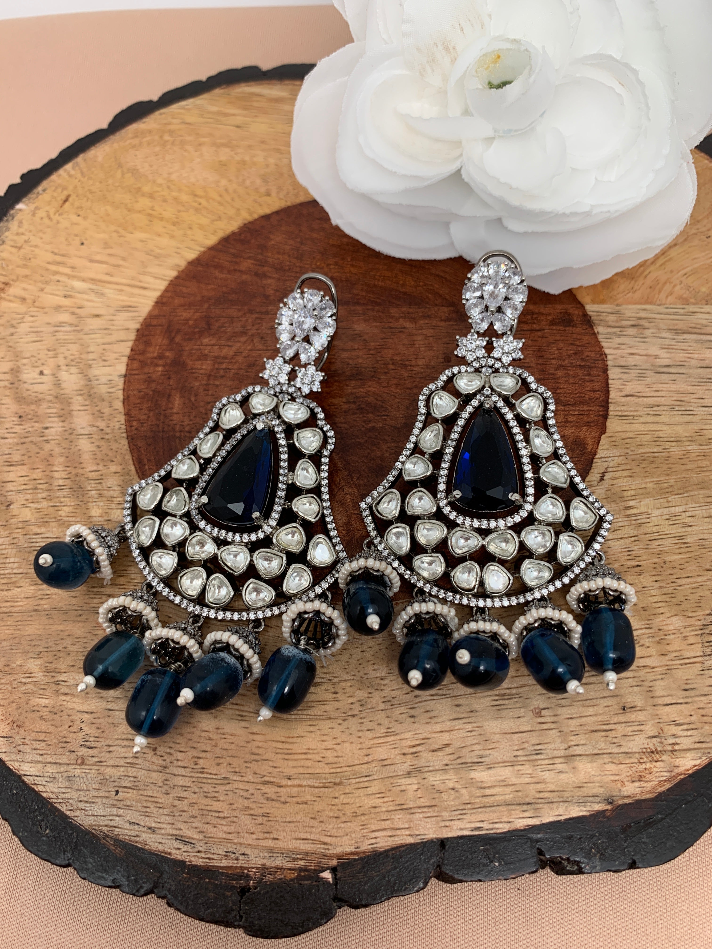 Blue 2025 kundan earrings