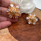 AD Peach Stone Floral Pattern Ear Studs