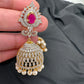 AD Ruby Red Stone Jhumki