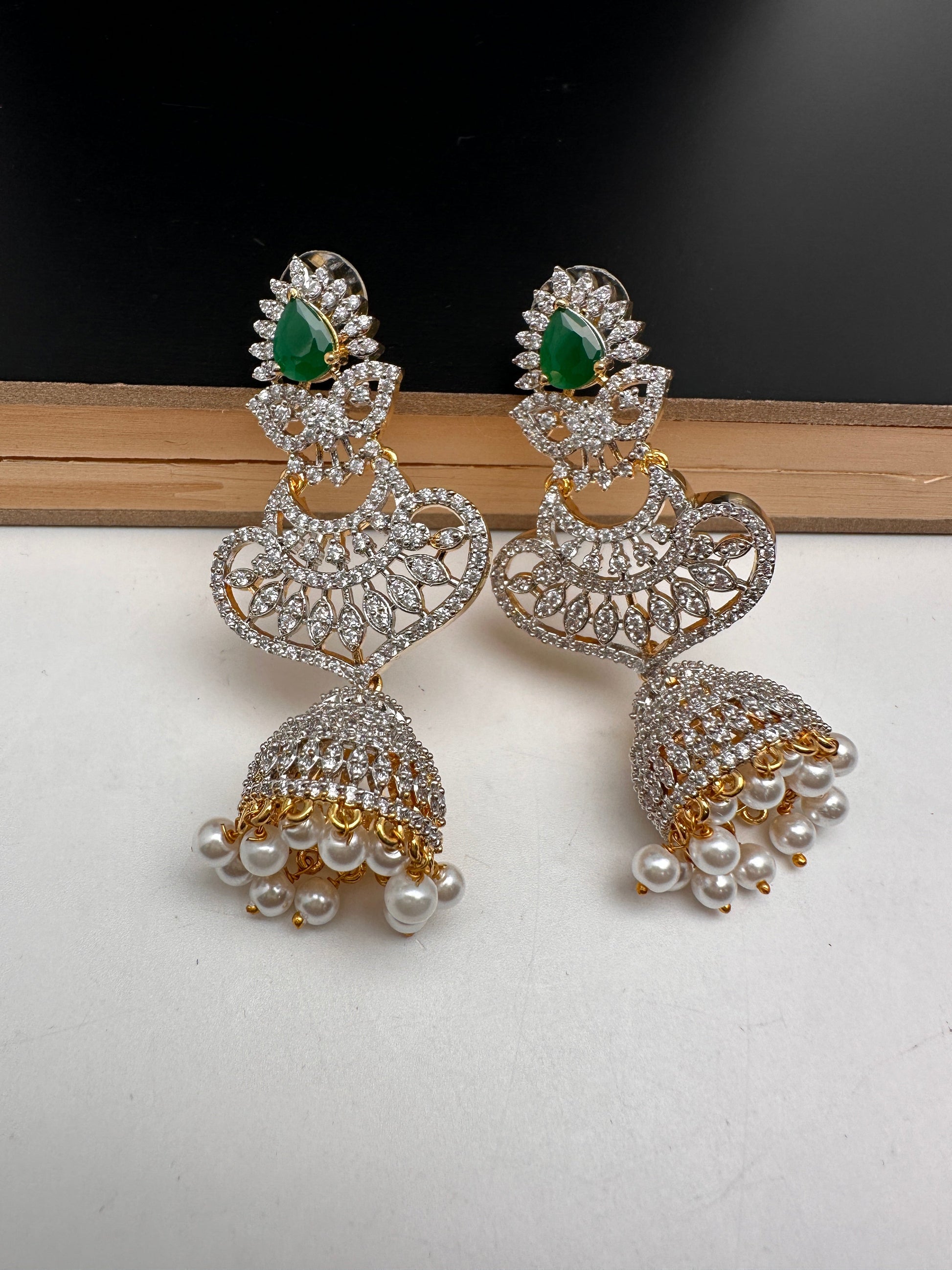 AD Emerald Green Stone Earrings